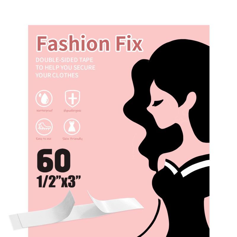 Photo 1 of 2 PACK - Double Sided Tape for Clothe to Skin 60 Strips,Fashion Tape to Skin,Tape for Women Clothing and Body,Strong Adhesive Body Clothe Tape
