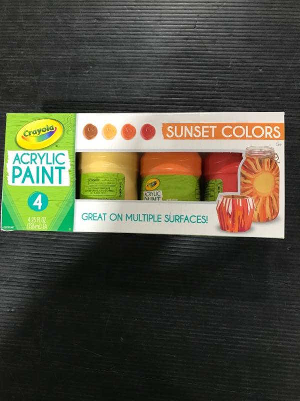 Photo 1 of Crayola Paint Set in Sunset Colors, Multi-Surface Craft Paints, Painting Supplies, 4 Count