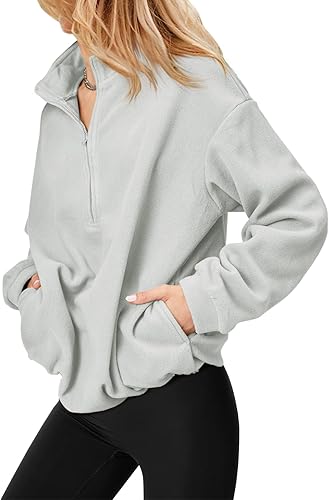 Aurgelmir Women's Fleece Sweatshirts Half-Zip Oversized High Neck ...