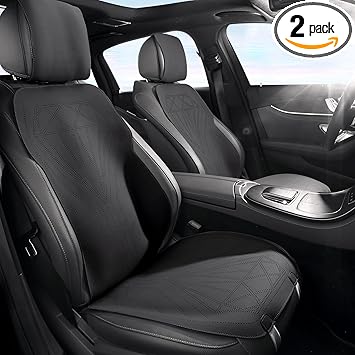 Photo 1 of 2 Pack Universal Dual-sided Bottom Front Car Seat Cover Pad with Suede and Nappa Leather, Ultra-Thin Auto Seat Protector with Car Coaster, Nappa Leather Car Seat Cushion for Most Cars All Season