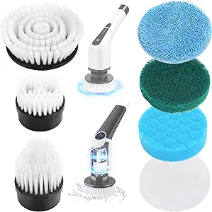 Photo 1 of 7-in-1 Replacement Brush Heads Set of Electric Spin Scrubber, Cleaning Portable Cordless Shower Power Scrubber Heads, Household Tools for Bathroom Kitchen Bathtub Tile Floor Car & Wheel
