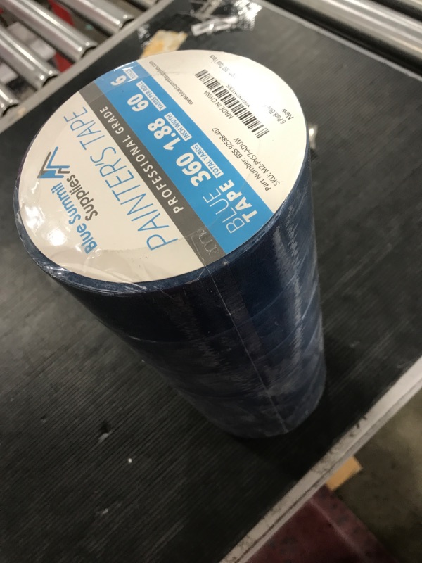 Photo 2 of 6 Pack 1.88 Inch Blue Painters Tape, Medium Adhesive That Sticks Well but Leaves No Residue Behind, 60 Yards Length, 6 Rolls, 360 Total Yards