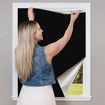 Photo 1 of 100% Blackout Window Cover, Blackout Curtains for Bedroom?118"x58"??Portable Blackout Window Shades with Hook & Loop Tapes for Baby Nursery, Bedroom, Dorm Room, Office or Travel Use