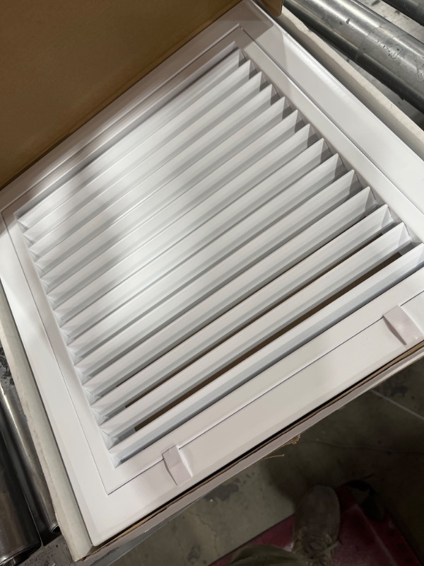 Photo 2 of 12 in. x 12 in. Aluminum Fixed Bar Return Air Filter Grille in White
