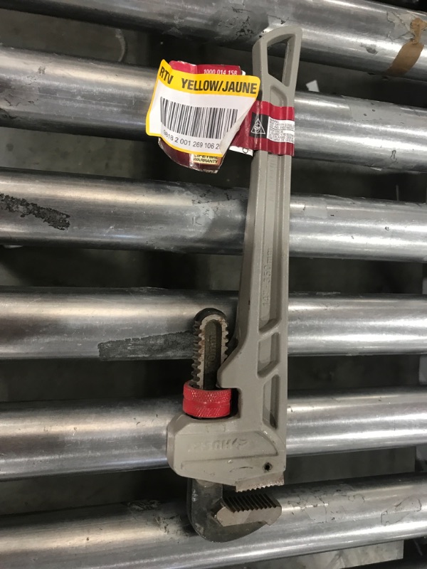 Photo 1 of Husky 14 in. Aluminum Pipe Wrench with 1-1/2 in. Jaw Capacity