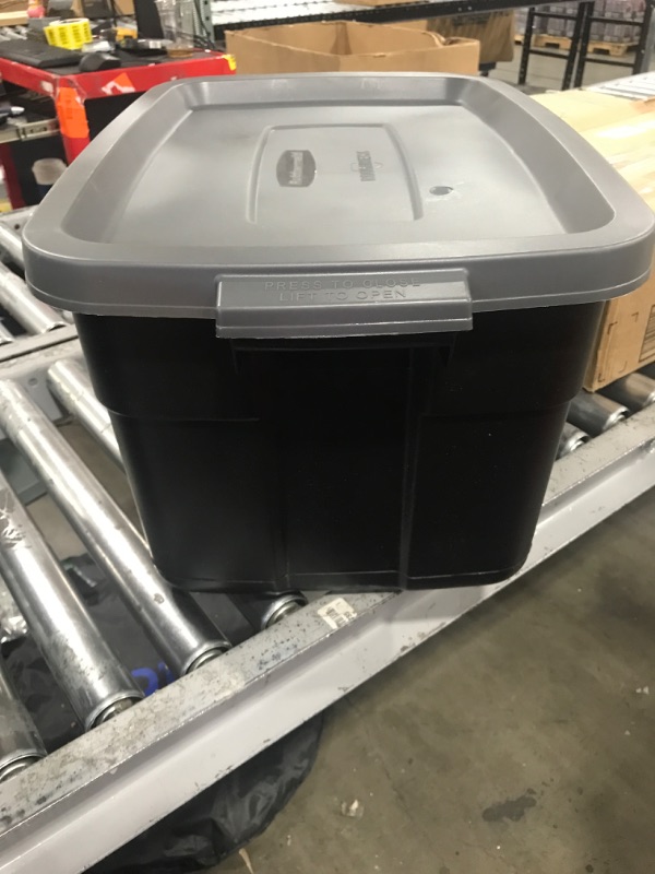 Photo 1 of Rubbermaid Roughneck 10 Gal. Storage Tote Container in Black