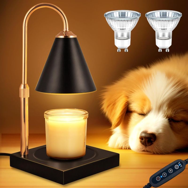 Photo 1 of  LED Candle Warmer Lamp with Dimmer, Mother's Gift for Mom, Candle Warmer Lamp with Timer, 2H/4H/8H Timer, Adjustable Height & Heat, Electric Candle Lamp Warmer Compatible with Large Jar Candle
