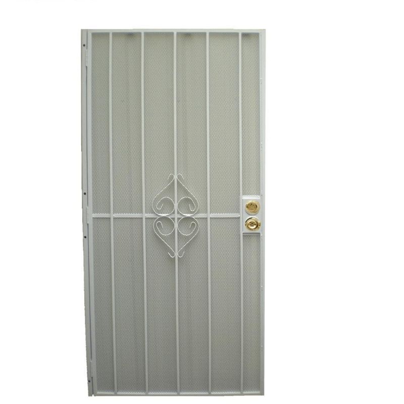 Photo 1 of 30 in. X 80 in. 808 Series Protector White Surface Mount Steel Security Door with Expanded Steel Screen
