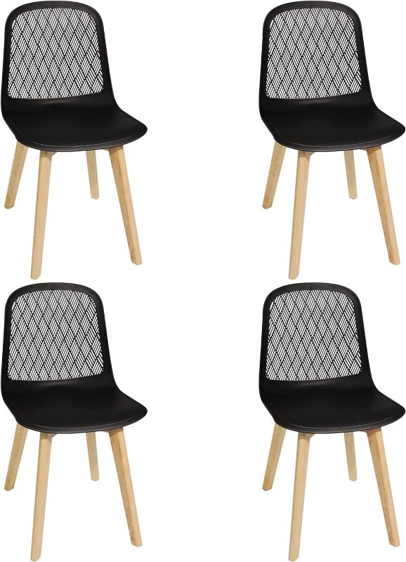 Photo 1 of Armless Modern Chairs with Wood Legs for Living, Bedroom, Kitchen,Dining,Lounge Waiting Room, Restaurants, Cafes, Set of 4… Set of 4 White