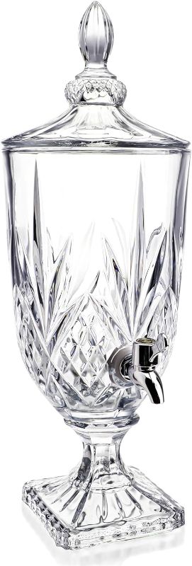 Photo 1 of 1.3 Gallon Glass Beverage Dispenser with Spigot Glass Drink Dispenser for Parties Wide Mouth Juice Beverage Server for Wedding Party Bar Leak Proof Beverage Dispenser
