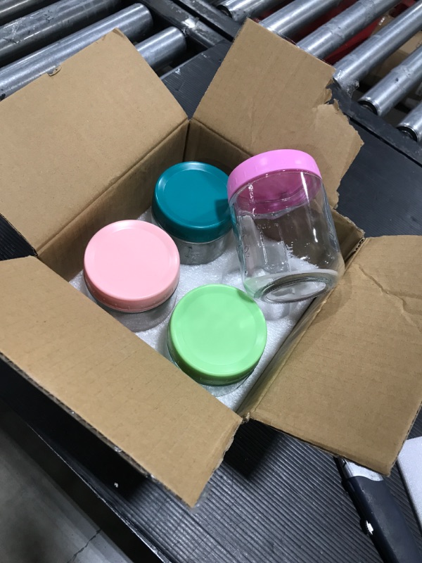 Photo 1 of 4 Pack Overnight Oats Containers with Lids, Glass Jars with Lids, Mason Jars with Airtight Lids, Glass Storage Containers for Leftover, Breakfast and Lunch(9.1 oz) Purple, Dark Green, Light Green, Pink?9.1oz?