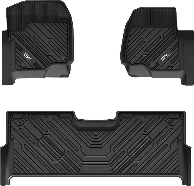 Photo 1 of 3W Floor Mats Fits for 2017-2024 Ford F-250 F-350 F450 F550 Super Duty Crew Cab with Under Seat Storage, Custom Fit for F250 F350 All Weather TPE Car Accessories Floor Liner (Bucket Seat) 