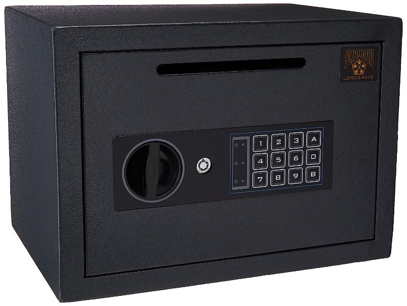 Photo 1 of  Drop Safe - Digital Safe Compact Steel Money Security Box with Keypad - Deposit Cash Easily – For Home or Business by Paragon Safe - Black, .54 Cubic Feet 