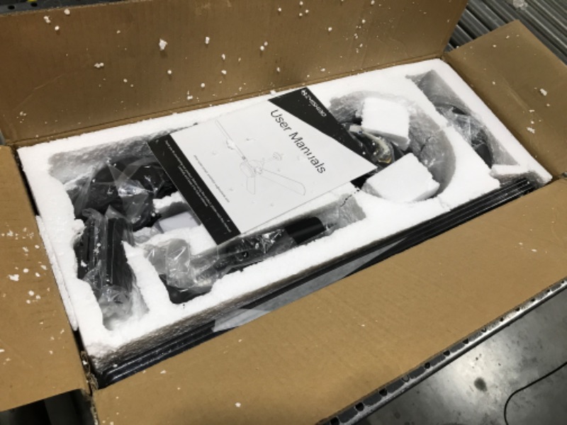 Photo 1 of 52 Inch Ceiling Fan With Light Remote Control, Indoor And Outdoor LED Ceiling Fans, 3 Color Temperatures, Quiet Reversible DC Motor, Dual Finish Blades (Modern Black & Farmhouse Walnut) Walnut 1