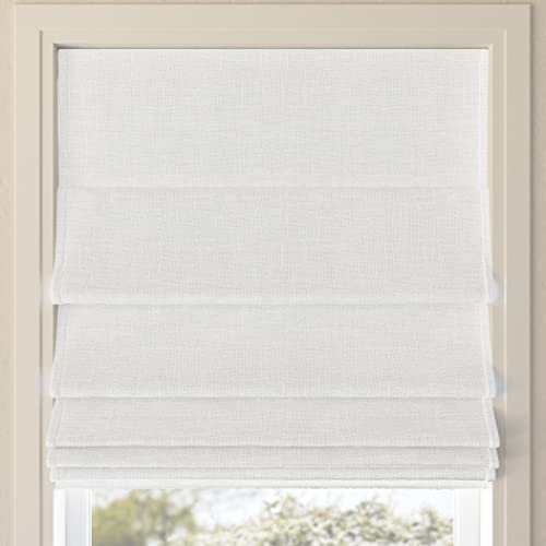 Photo 1 of  Sun Zero Seraphina Textured Total Blackout Cordless Roman Shade, 39" X 64", White 