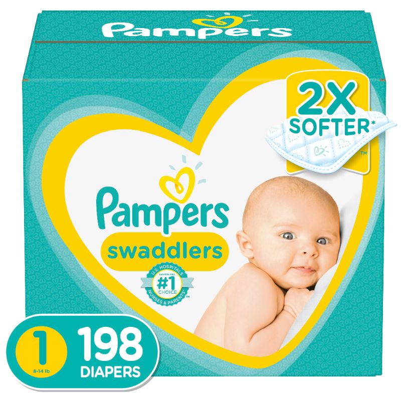 Photo 1 of  Pampers Swaddlers Diapers SIZE 1, 198 DIAPERS