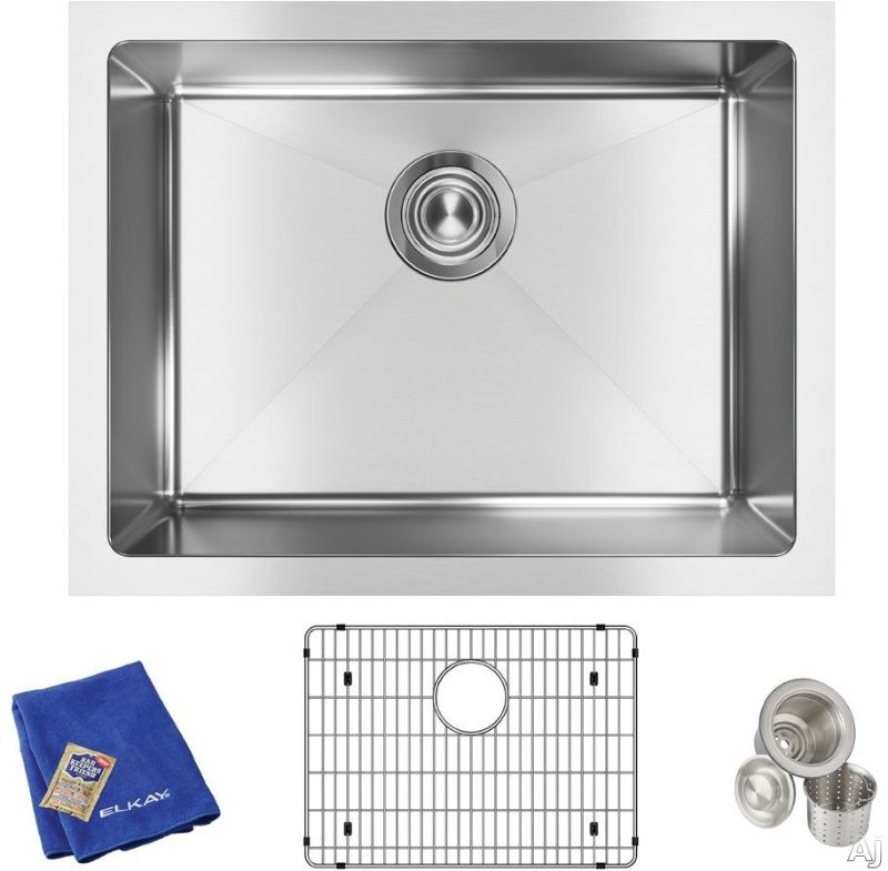 Photo 1 of  Elkay Crosstown 16 Gauge Stainless Steel 23-1/2" x 18-1/4" x 8" Single Bowl Undermount Sink Kit 