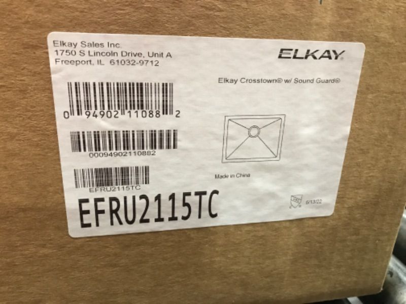 Photo 1 of  Elkay Crosstown 16 Gauge Stainless Steel 23-1/2" x 18-1/4" x 8" Single Bowl Undermount Sink Kit 