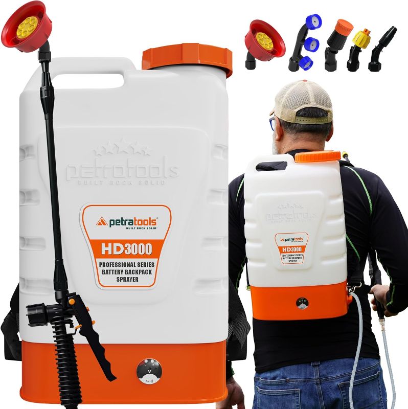 Photo 1 of  Petra Battery Powered Sprayer - 3 Gallon Electric Sprayer Backpack Sprayer - Weed Sprayer Battery Operated - Variable Pressure Battery Sprayer - Heavy Duty Lawn and Garden Power Sprayer - HD3000 