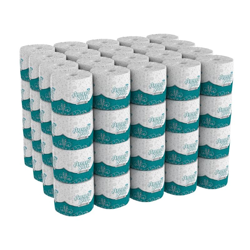 Photo 1 of  Georgia-Pacific Angel Soft ps 16880 White 2-Ply Premium Embossed Bathroom Tissue, 4.05" Length x 4.0" Width (Case of 80 Rolls, 450 Sheets Per Roll) 