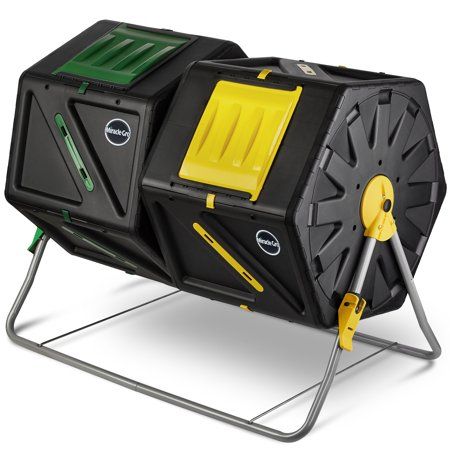 Photo 1 of  2 X 27.7 Gal./105 L Dual Chamber Tumbling Composter Outdoor Bin W/ Easy-Turn System - Gardening Gloves Included 