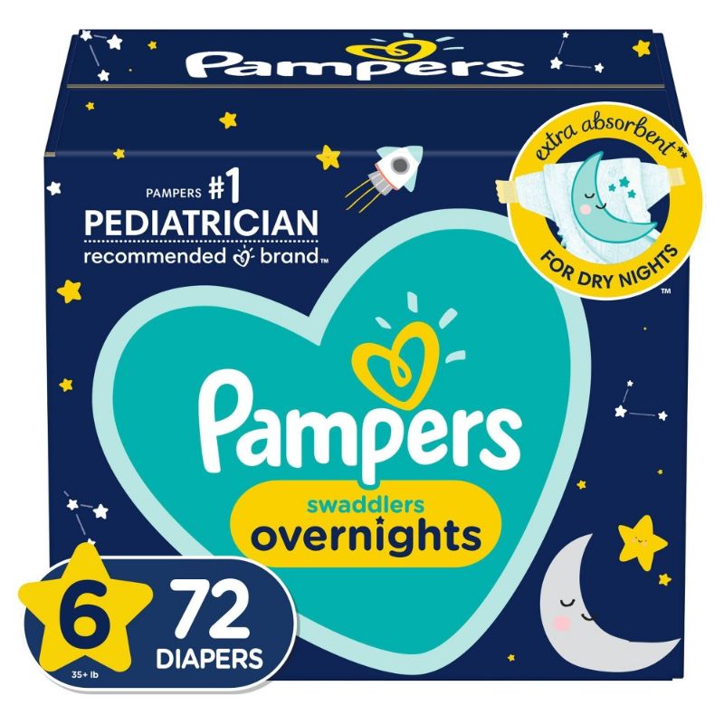 Photo 1 of  Pampers Swaddlers Overnights Diapers Enormous Pack Size 6 - 72ct 