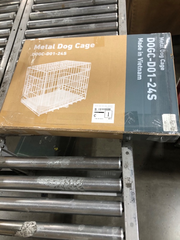 Photo 3 of - Durable,Foldable Metal Wire Dog Crate with Tray, Double Door,