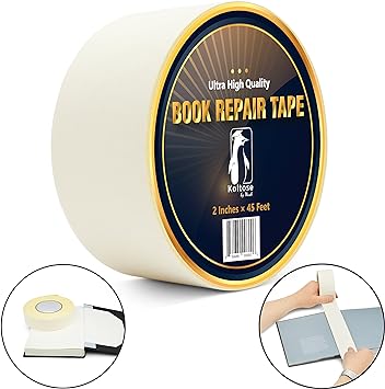 Photo 1 of White Bookbinding Tape, Extra Long White Cloth Book Repair Tape for Bookbinders, 3.8 CM x 45 M
