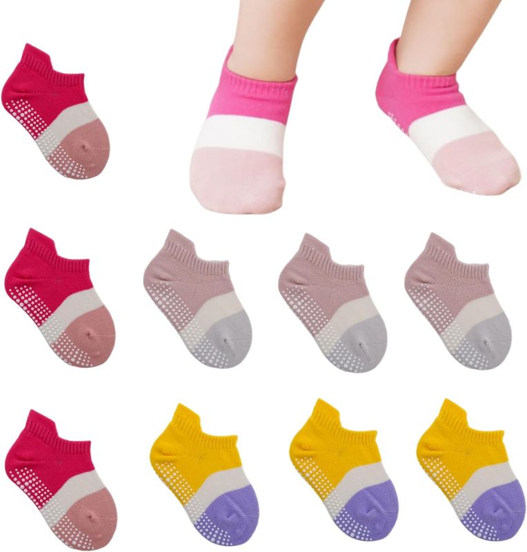 Photo 1 of Baby Non-Slip Grip Ankle Socks for Infants Toddlers Boys Little Girls Children with Non Skid Soles
