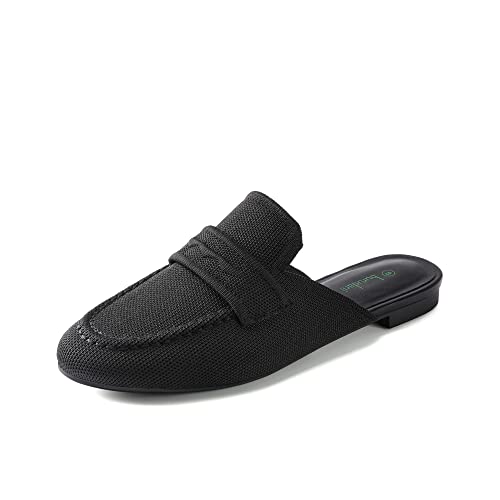 Photo 1 of BURUDANI Women's SBDML2302W Knit Mules Comfortable Round Toe Casual Slip on Mules for Women Flats, Black, Size 5
