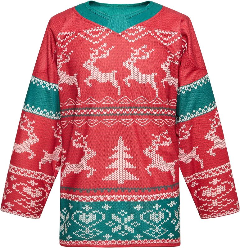 Photo 1 of 3XL EALER Christmas Sublimated Practice Hockey Jersey Jacket with elk and Snow for Mans and Boys
