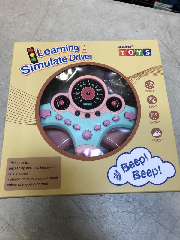 Photo 2 of deAO Kids Steering Wheel for Backseat with Car Key Pretend Driving Simulated Driving Steering Wheel Toy with Light and Music Gifts for Kids Pink