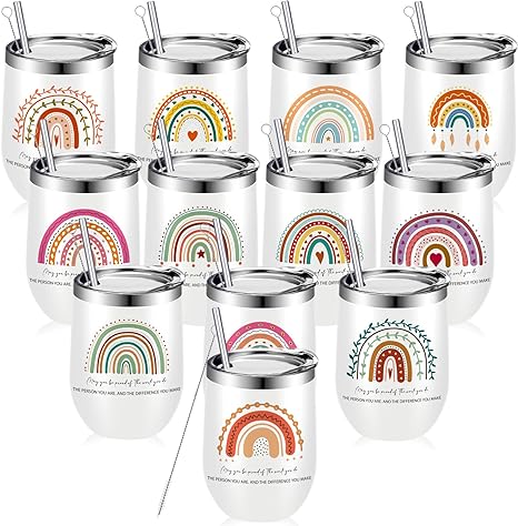 Photo 1 of 12 Pcs Employee Appreciation Gifts Thank You Gifts for Coworkers Bulk 12 oz Inspirational May You Be Proud Tumbler Rainbow Mug with Lids and Brushes for men Women Christmas (Inspirational)
