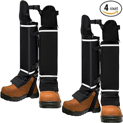 Photo 1 of 2 Pairs Snake Gaiters for Hunting, Men Snake Chaps Waterproof Adjustable Snake Chaps with 2 Reflective Strips Bite Protection for Lower Legs Tactical Shin Boot Gaiters Guards

