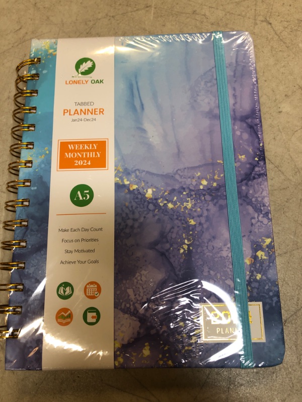 Photo 1 of 2024 Planner Weekly and Monthly, Spiral Daily Planner 2024 Calendars, Cute Agenda Schedule Planners & Organizers with Tabs from Jan to Dec.(Blue Marble) A5 Blue Marble