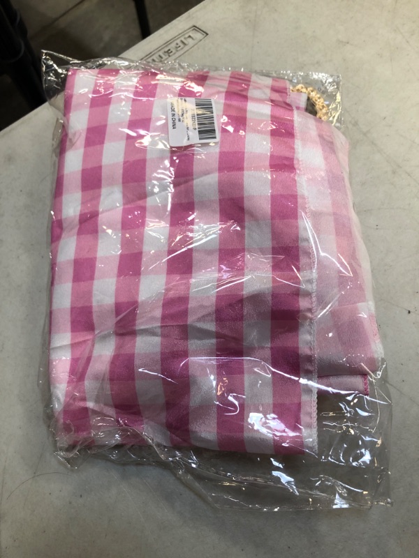 Photo 2 of Pink Plaid Dress for Girls Kids Gingham Sleeveless Movie Cosplay Costume Birthday Halloween Outfits 3-4 Years