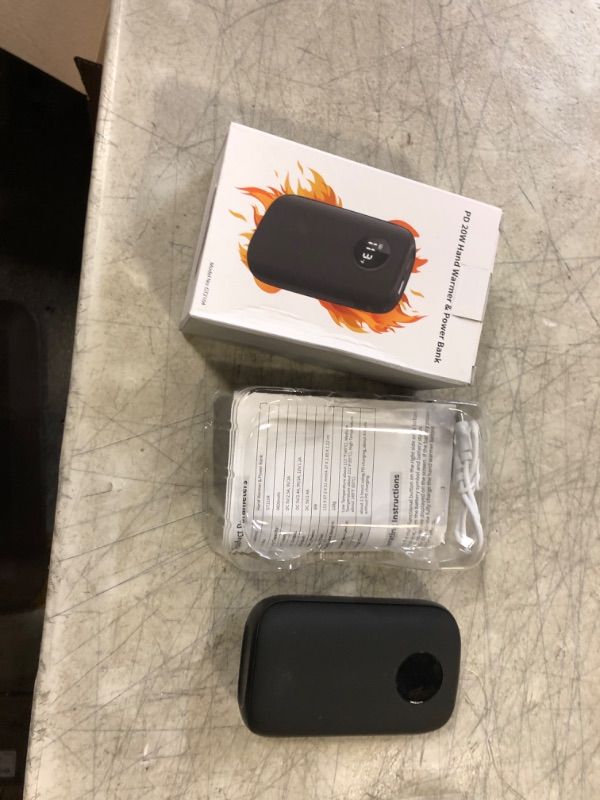 Photo 1 of Hand Warmers Rechargeable,9600mAh Portable Pocket Heater Power Bank,10 Hours of Warmth,Dual-Sided Heating,Reusable,20W Fast Charging Black