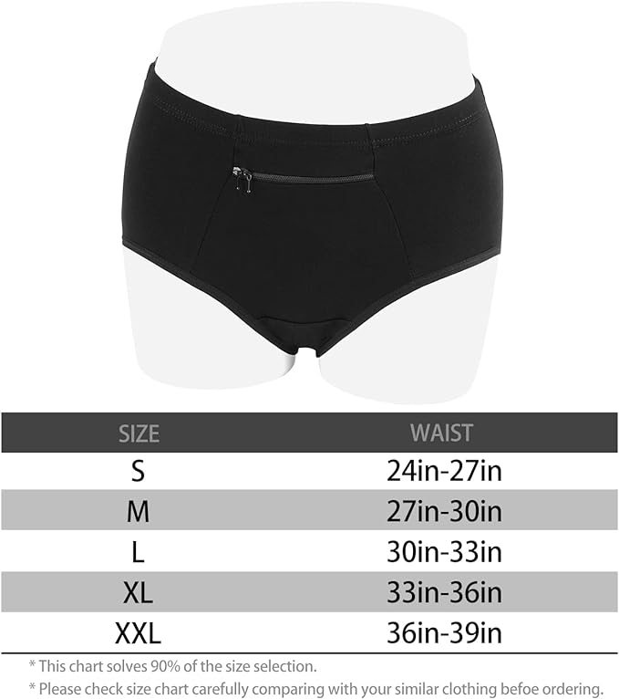 Photo 1 of  Women's Panties, Hidden Pocket Underwear, Zipper Pocket, Training Pants, Women's Cotton Brief, Soft Underwear 2XL 