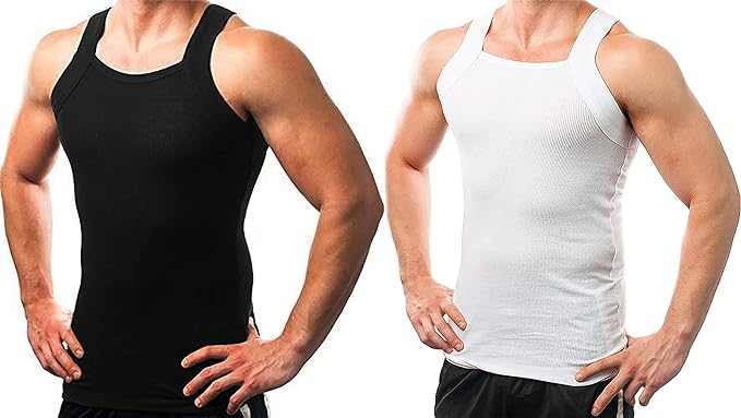 Photo 1 of Different Touch Men's G-unit Style Tank Tops Square Cut Muscle Rib A-Shirts, Pack of 2 XL 
