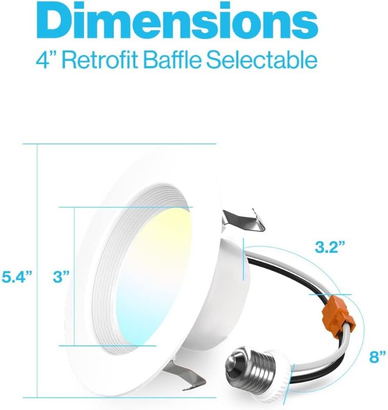 Photo 1 of Sunco Lighting 12 Pack Retrofit LED Recessed Lighting 4 Inch, Selectable 2700K/3000K/3500K/4000K/5000K, Dimmable Can Lights, Baffle Trim, 11W=60W, 660 LM, Damp Rated - Energy Star
