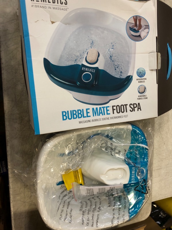 Photo 2 of HoMedics Bubble Mate Foot Spa, Toe Touch Controlled Foot Bath with Invigorating Bubbles and Splash Proof, Raised Massage nodes and Removable Pumice Stone