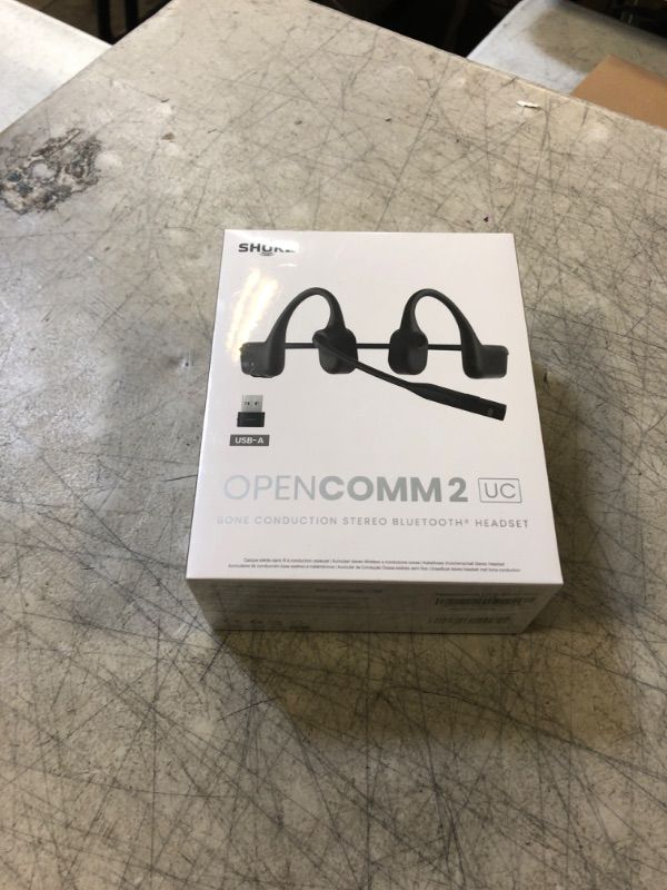 Photo 2 of SHOKZ OpenComm2 Open-Ear Bone Conduction Headphones, Wireless Bluetooth Computer Headsets with Noise Canceling Mic and Mute Botton for Work, Call, Meeting, 16 Hours Talk Time for Mobile & PC (FACTORY SEALED)
