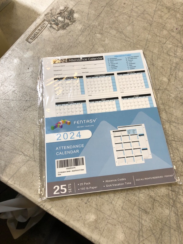 Photo 2 of 2024 Attendance Calendar Work Tracker Attendance Calendar Cards - 8.5 X 11 Cardstock/Pack of 25 Sheets