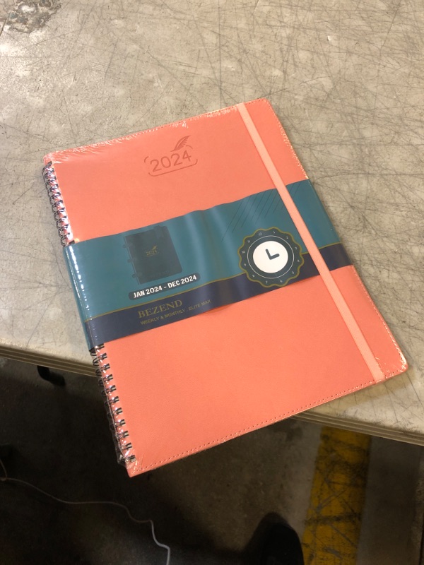 Photo 2 of 2024 Planner by BEZEND, A4 Calendar 8.5" x 11", Daily Weekly and Monthly Agenda,Spiral Bound,FSC Certified 100GSM Paper, Vegan Leather Soft Cover 