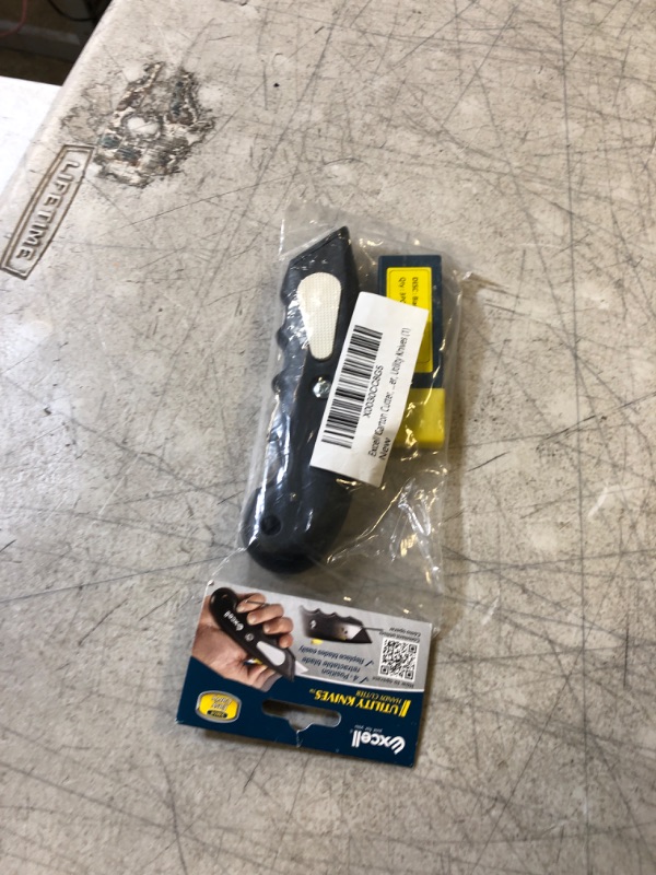Photo 1 of Excell Heavy Duty Retractable Utility Knife with Lock Design, Box Cutter With Extra 3 Blades for Open Packages and Cut Box, Carton, Cardboard, Carpet, Rope, Rubber (Utility Knife)