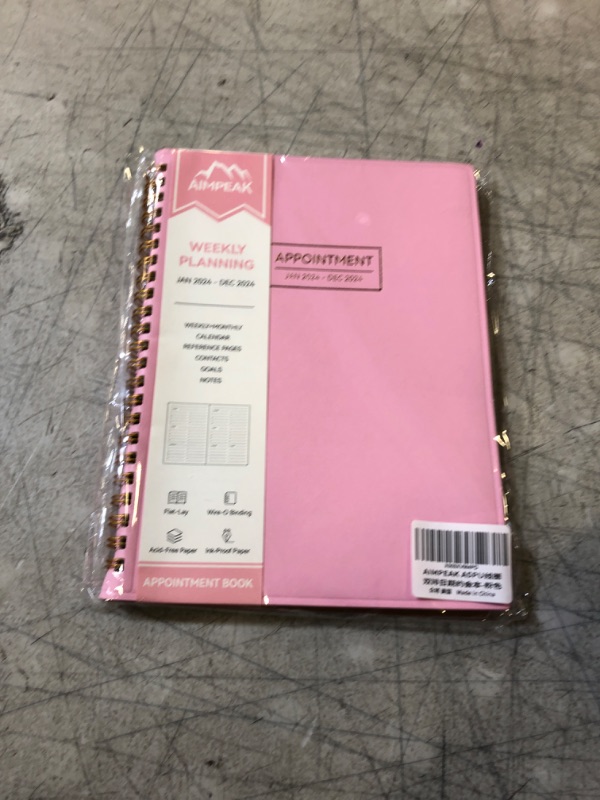Photo 1 of Appointment Book 2024, Daily Weekly and Monthly Planner Jan.2024-Dec.2024, AIMPEAK Appointment Book, Hourly Planner for Women, Academic Year Planner, Faux Leather Cover, Pink(A5, 5.5"x8.5") 5.5"x8.5" Pink