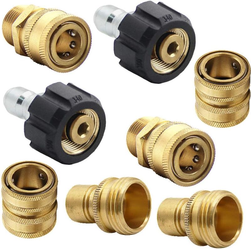 Photo 1 of Twinkle Star Pressure Washer Adapter Set, Quick Disconnect Kit, M22 Swivel to 3/8'' Quick Connect, 3/4" to Quick Release
