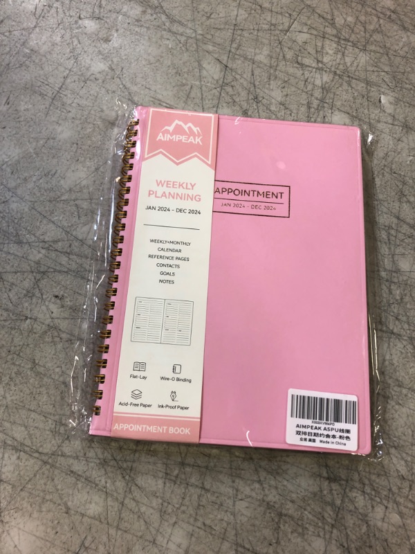 Photo 2 of Appointment Book 2024, Daily Weekly and Monthly Planner Jan.2024-Dec.2024, AIMPEAK Appointment Book, Hourly Planner for Women, Academic Year Planner, Faux Leather Cover, Pink(A5, 5.5"x8.5") 5.5"x8.5" Pink