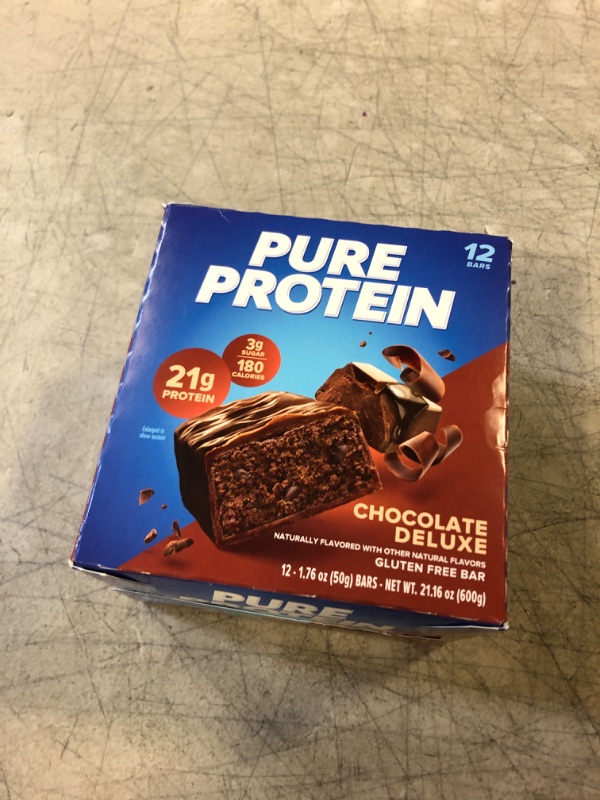 Photo 2 of Pure Protein Bars, High Protein, Nutritious Snacks to Support Energy, Low Sugar, Gluten Free, Chocolate Deluxe, 1.76 oz., 12 Count(Pack of 1) (Packaging may vary) Chocolate Deluxe 1.76 Ounce (Pack of 12) EXP NOV 15 2024