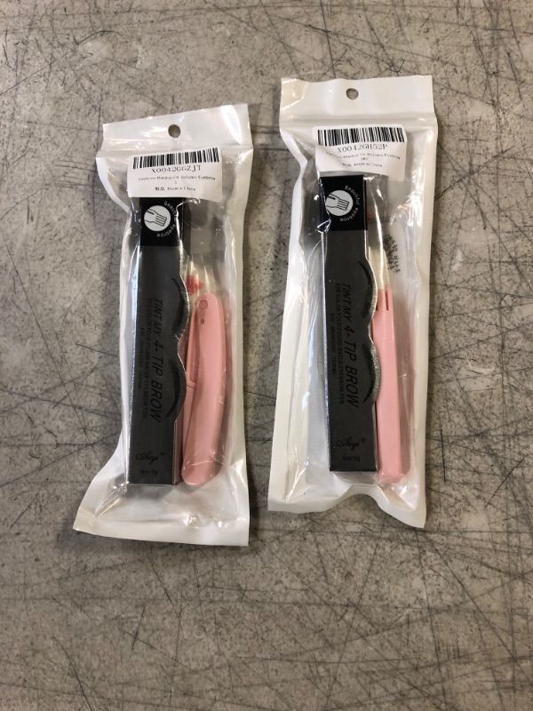 Photo 1 of Eyebrow Pen, MoonKong 4 Point Eyebrow Pencil Waterproof Eye Brown Makeup, Eyebrow Kits with 3 Eyebrow Stencil, 1 Brow Razor (Chestnut) 2 COUNT 
